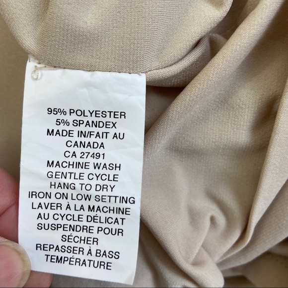 Brian Bailey Jersey Side Ruched Dress in Khaki Beige Size L - Picture 5 of 5